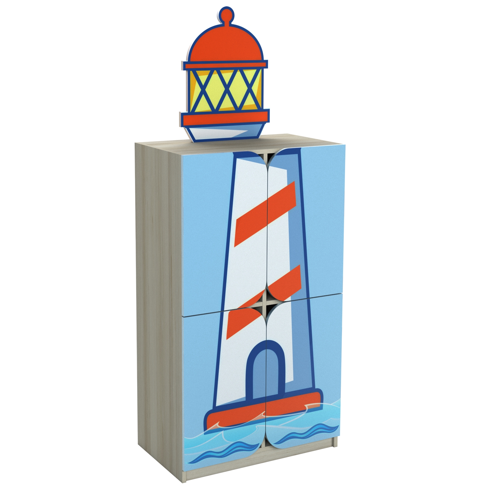 Закрита стінка "Морські пригоди" елемент №7 з фотодруком та накладкою, матеріал корпусу - ЛДСП, АЛМАНТ 702х400х1400(1915) мм